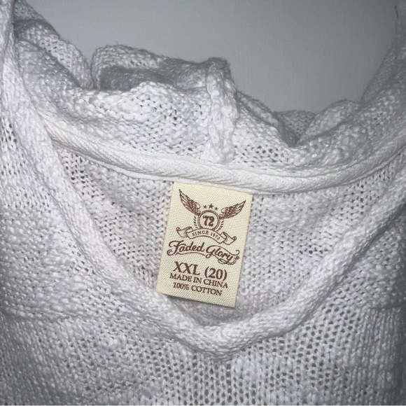Faded Glory Cotton Hoodie Pullover Sweatshirt Drug Rug woven textured sweater - Picture 3 of 8